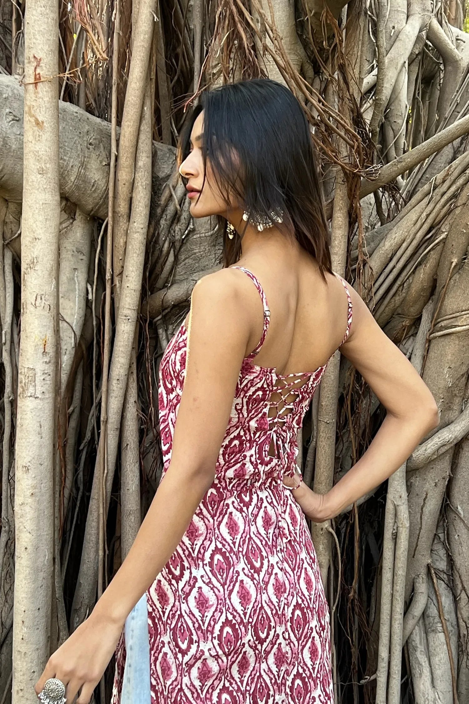 Pink Ikat Straight Corset Kurti