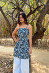 Navy Blue Floral Corset Kurti
