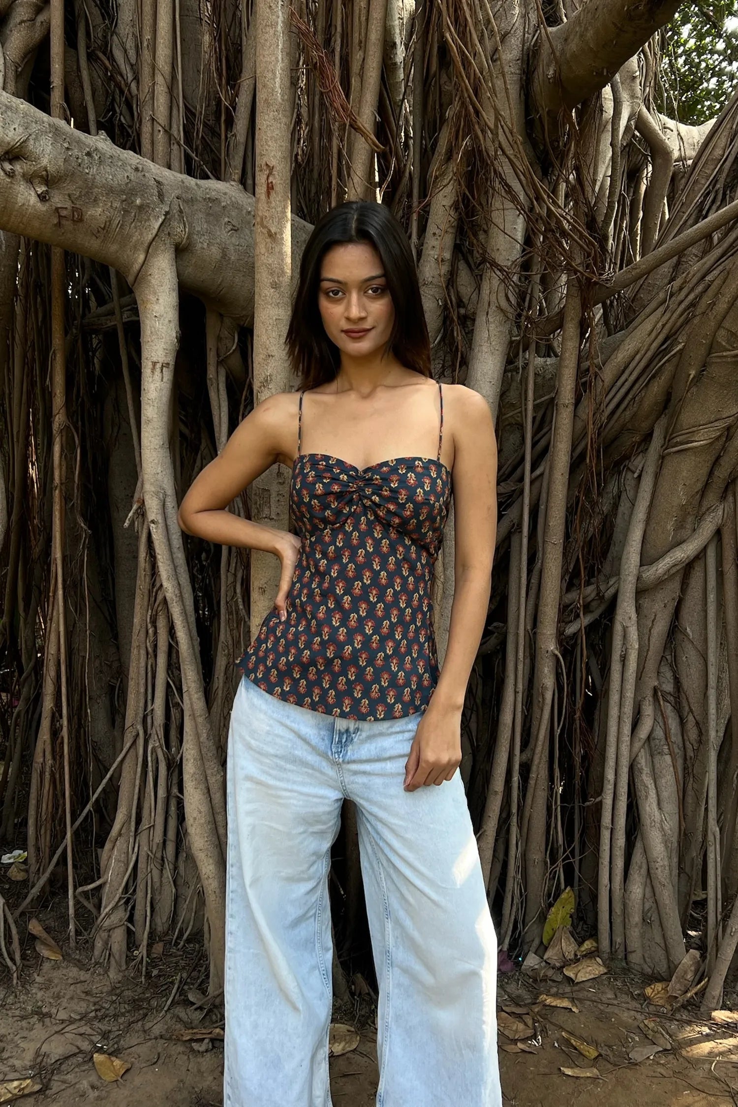 Navy Buti Sweetheart Corset Top