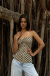 Beige Polka Sweetheart Corset Top