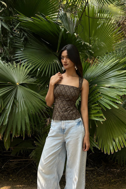 Brown Buti Corset Top