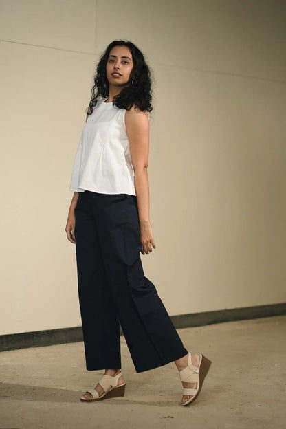 White Handloom Cotton Sleeveless Top