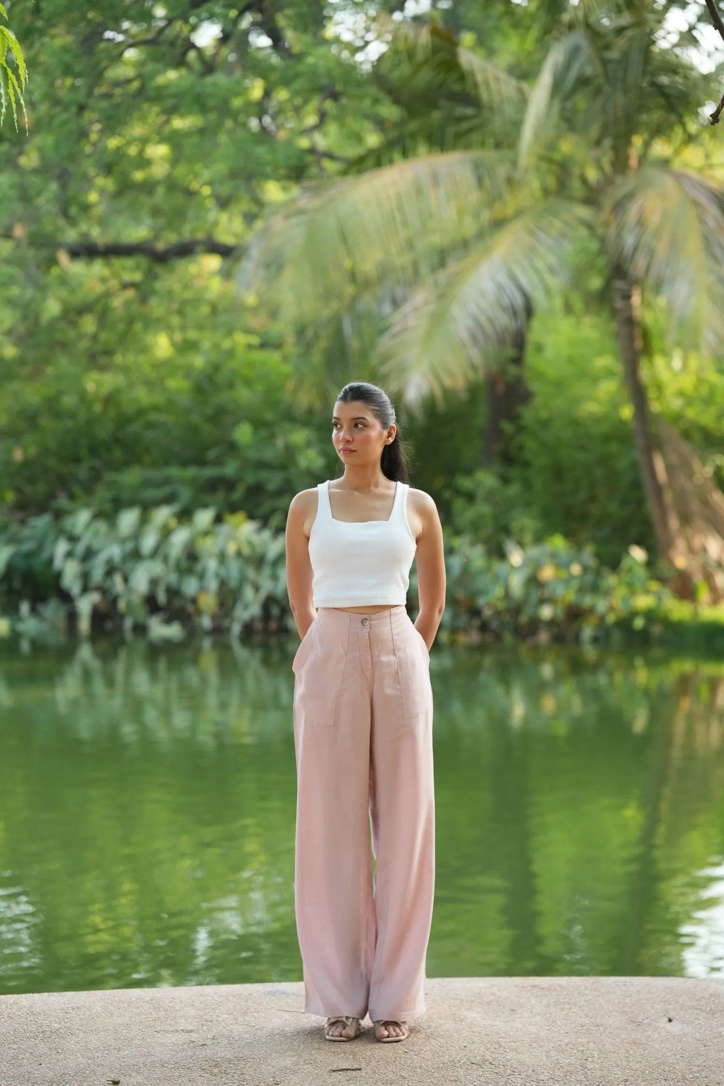 Onion pink airy linen pants