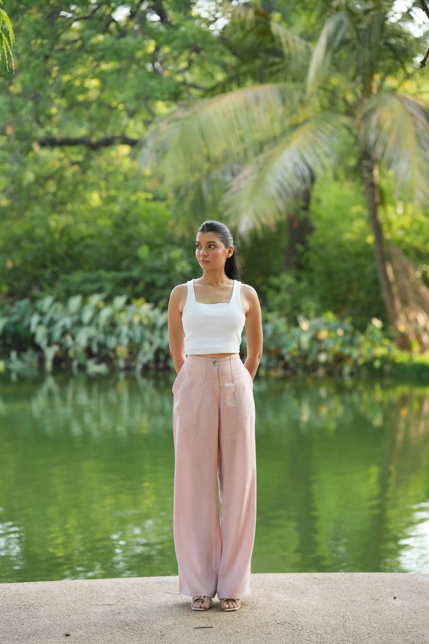 Onion pink airy linen pants
