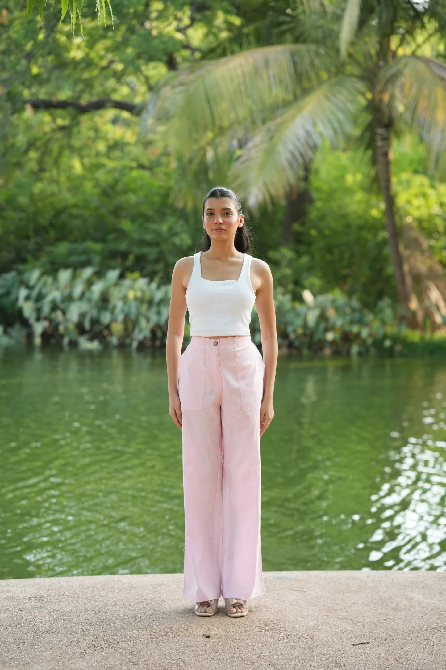 Pink Airy Linen Pants