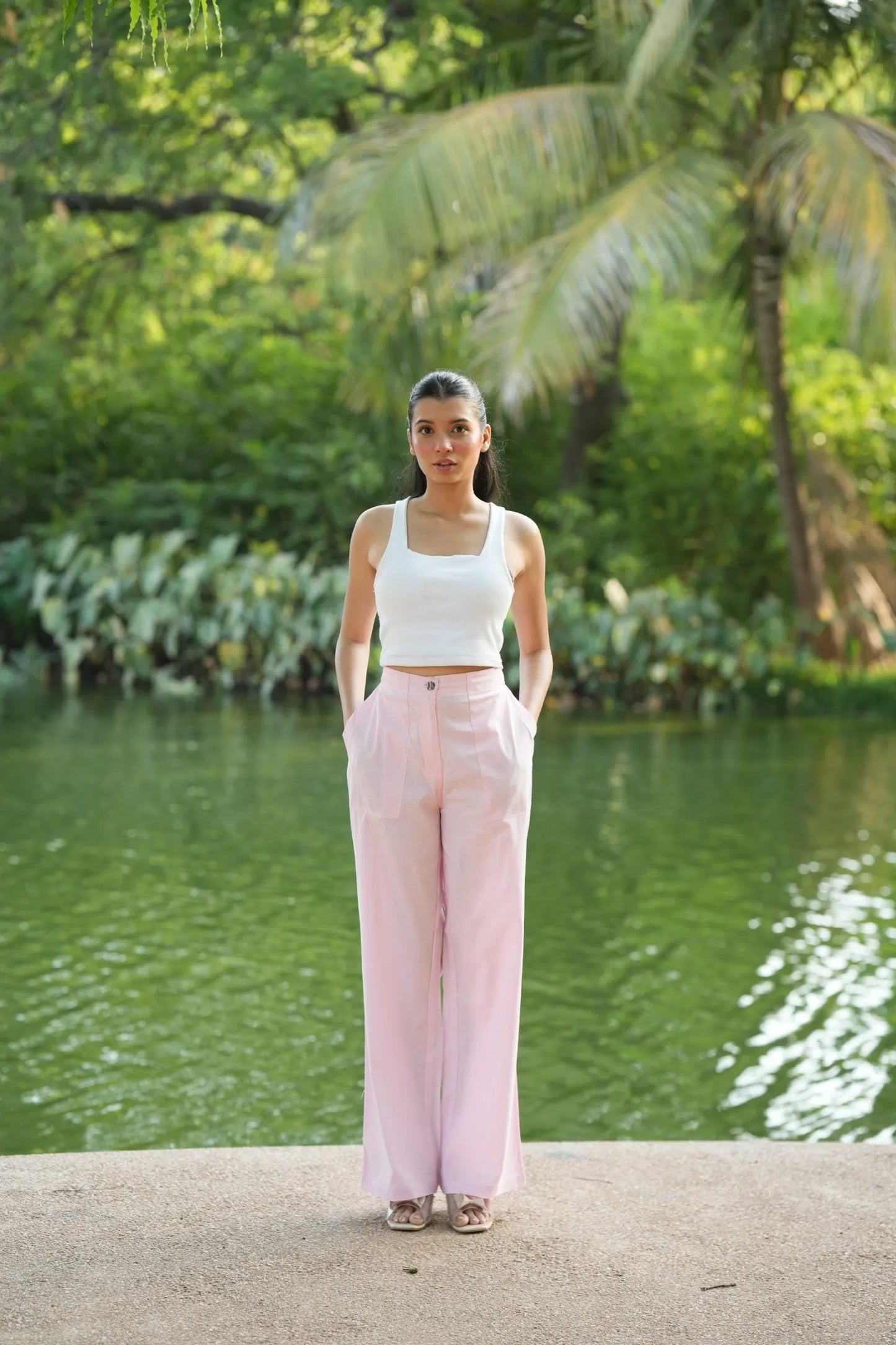 Pink Airy Linen Pants