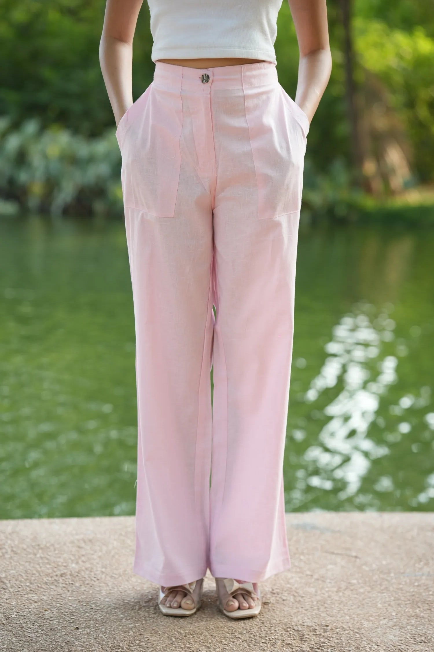 Pink Airy Linen Pants