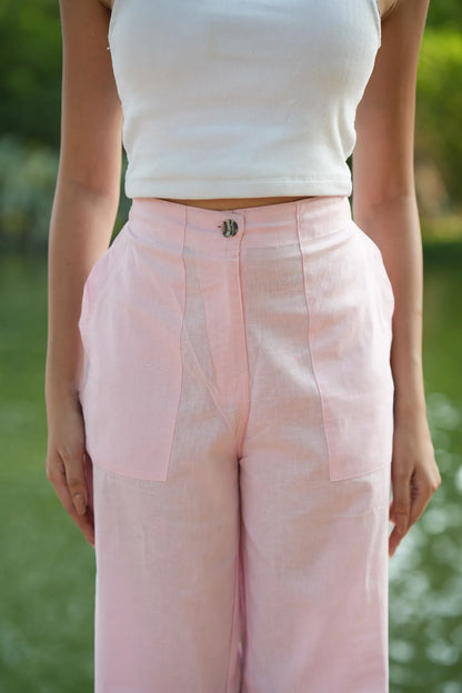 Pink Airy Linen Pants