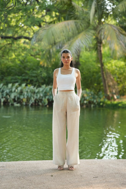 Khadi White Airy Linen Pants