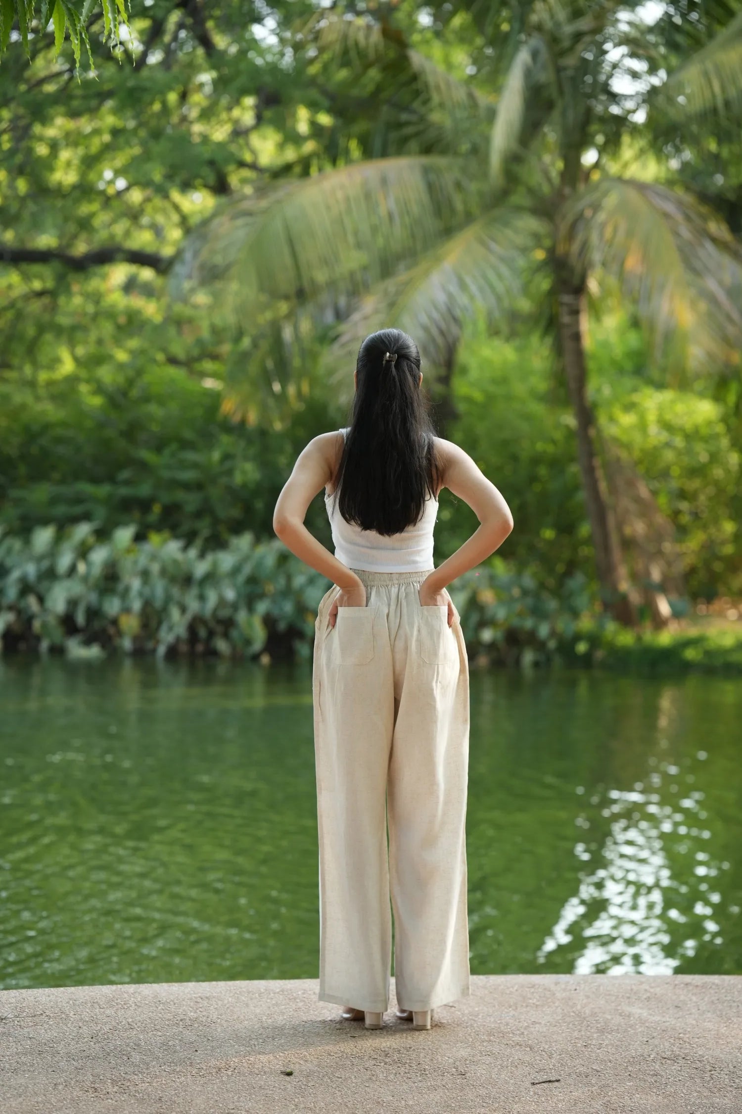 Khadi White Airy Linen Pants