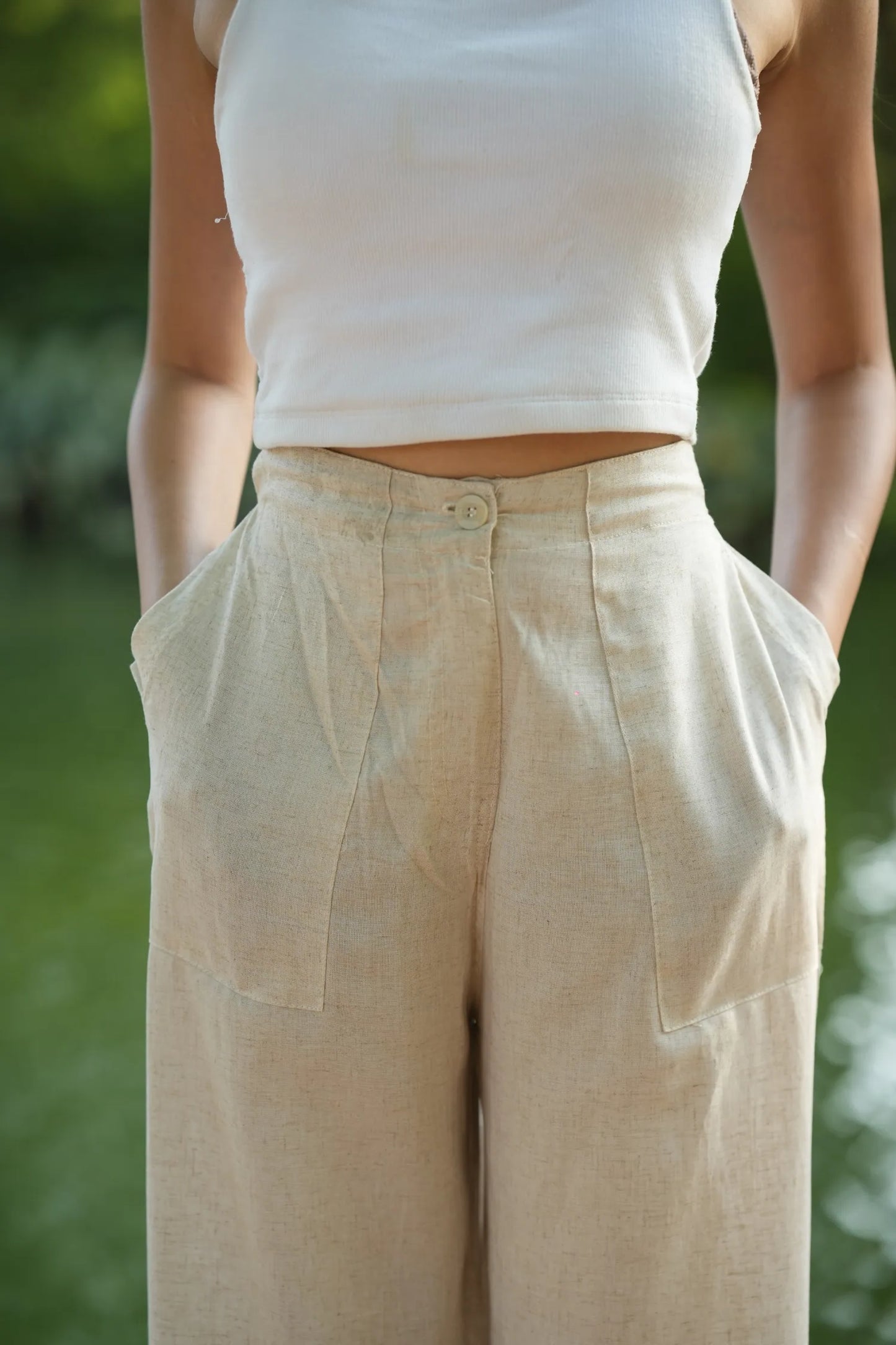 Khadi White Airy Linen Pants