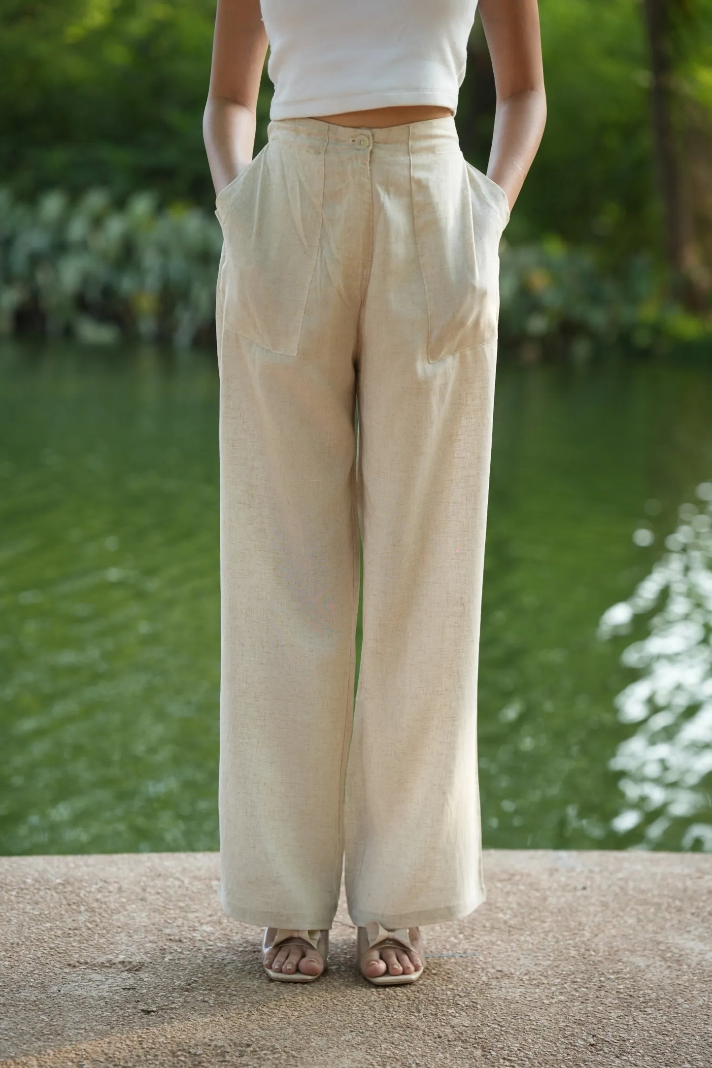 Khadi White Airy Linen Pants