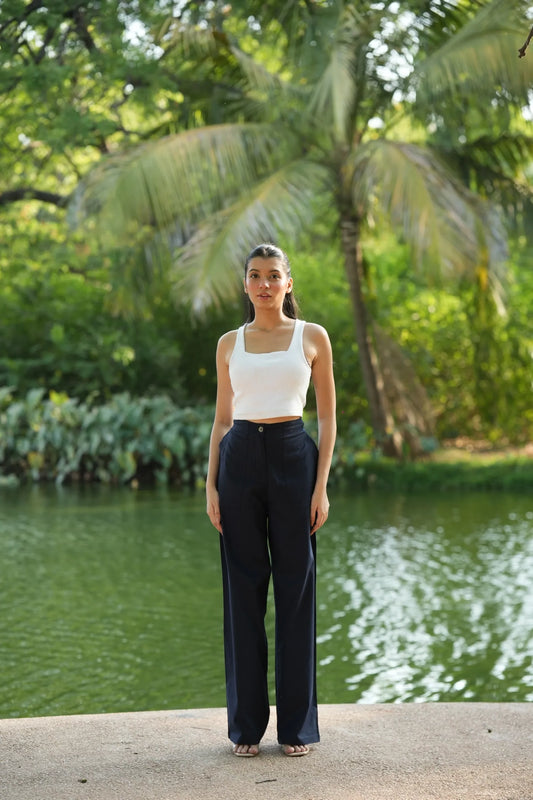 Navy Blue Airy Linen Pants