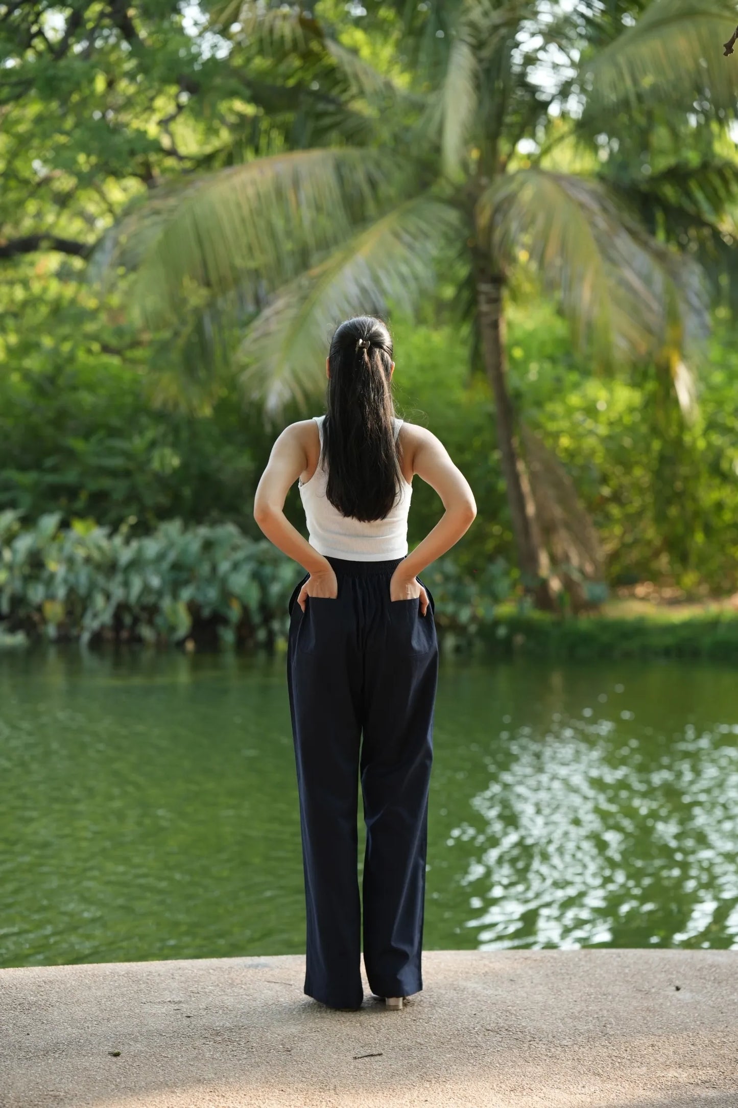Navy Blue Airy Linen Pants