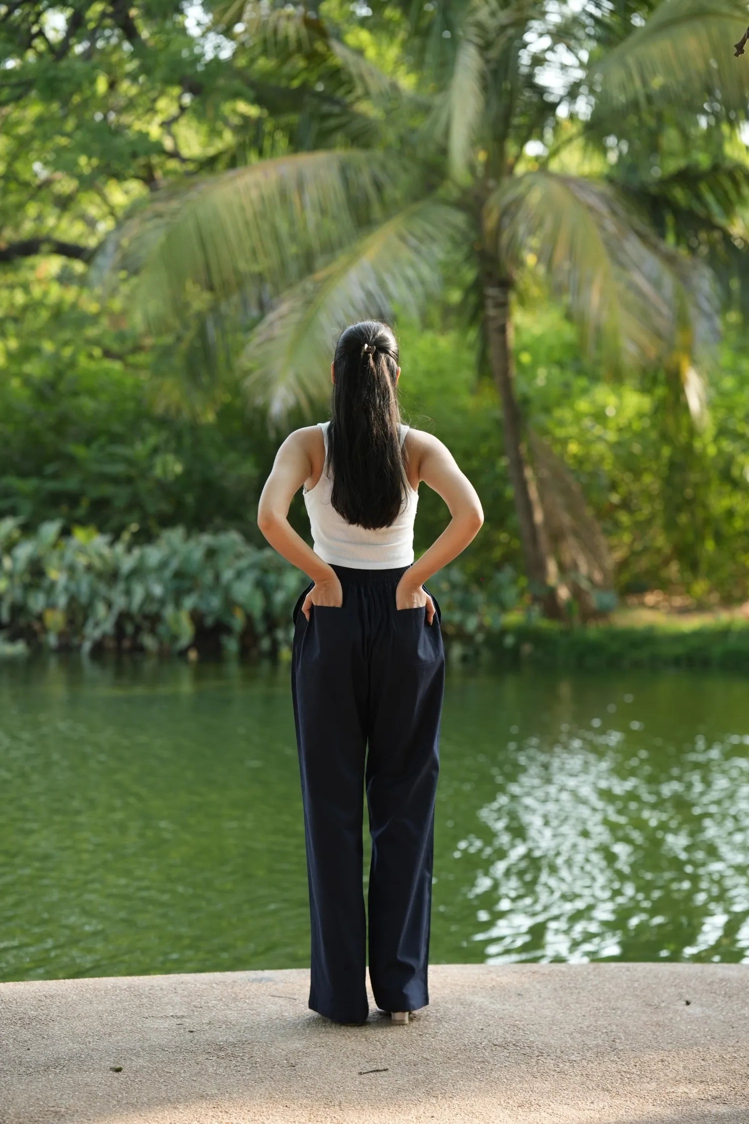 Navy Blue Airy Linen Pants