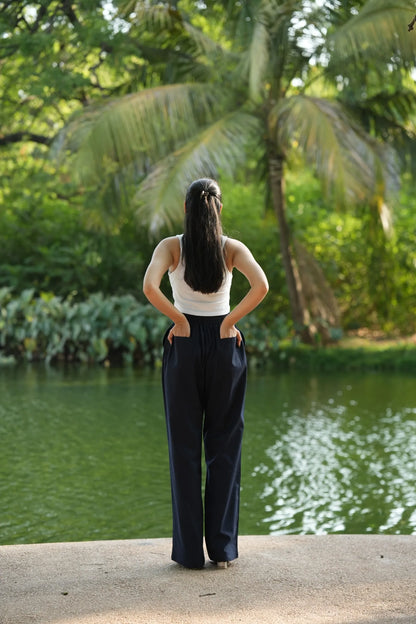 Navy Blue Airy Linen Pants
