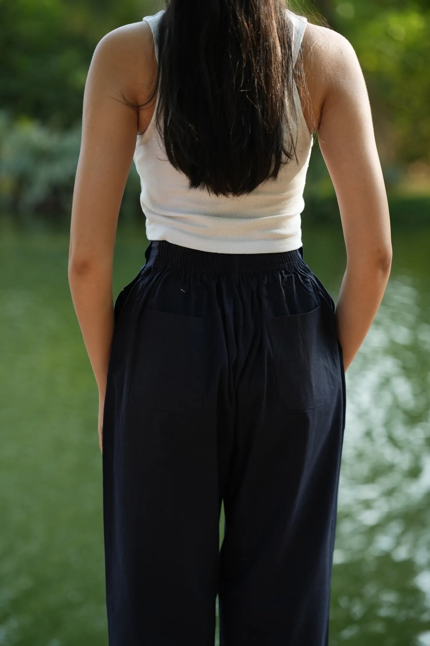 Navy Blue Airy Linen Pants