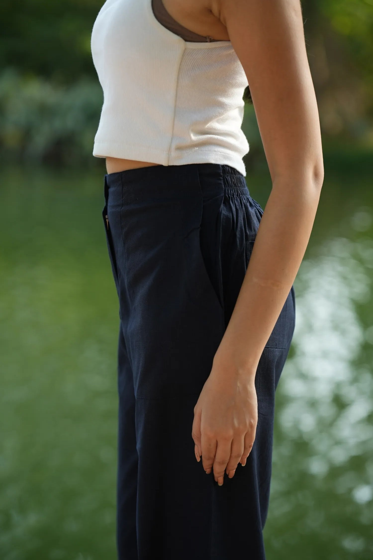 Navy Blue Airy Linen Pants