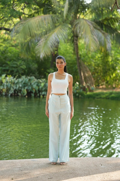 Sky Blue Airy Linen Pants