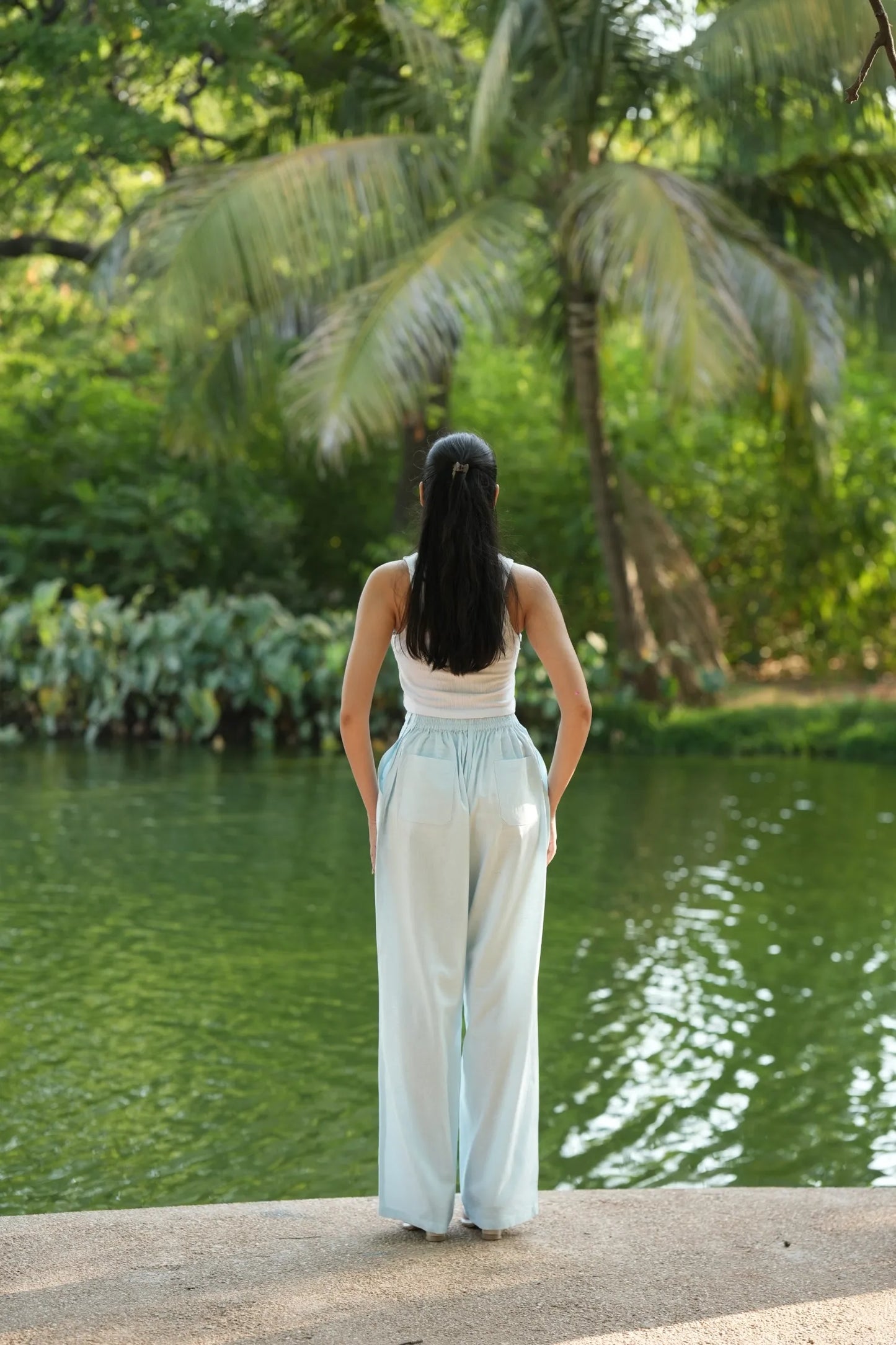 Sky Blue Airy Linen Pants