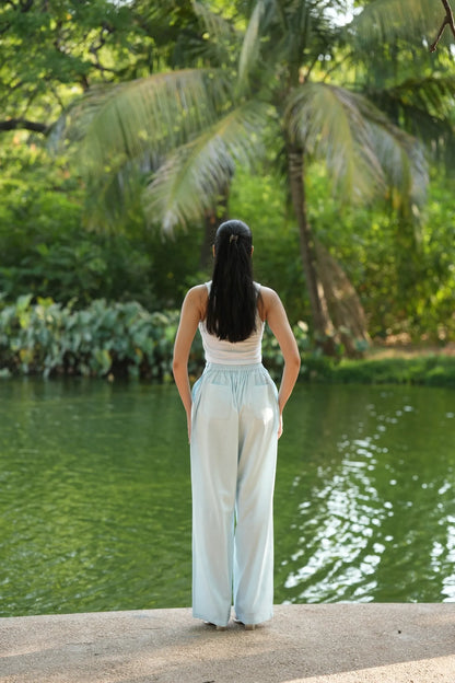 Sky Blue Airy Linen Pants
