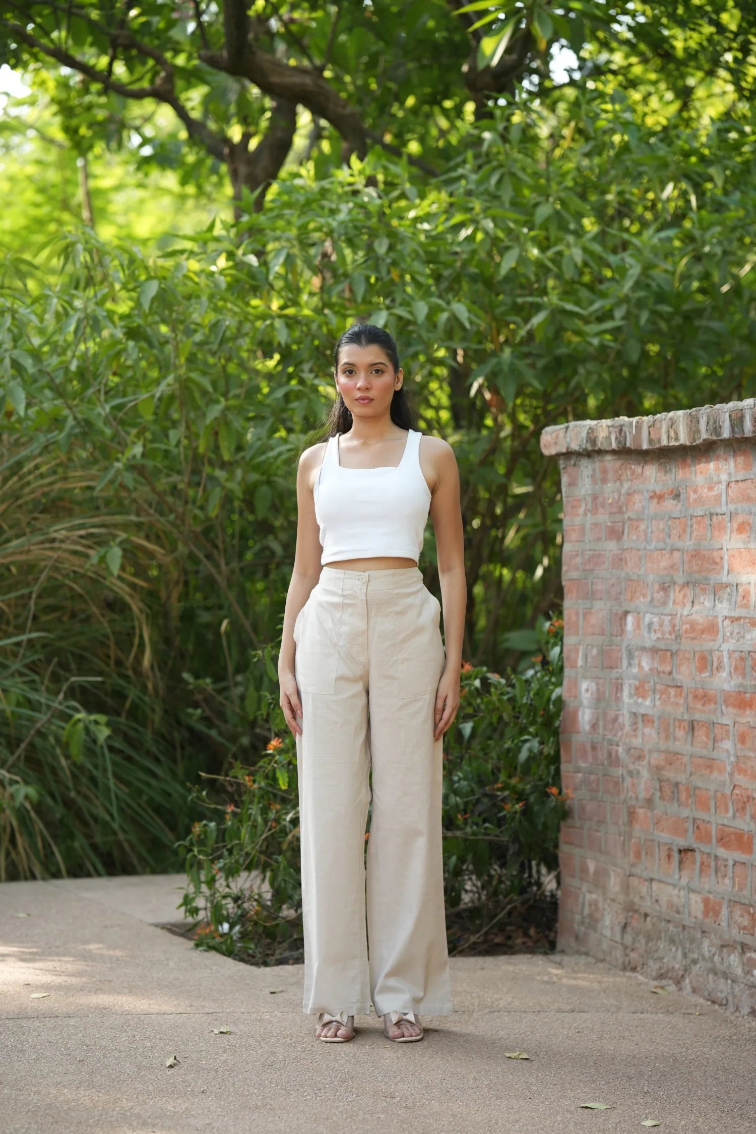 Off White Airy Linen Pants