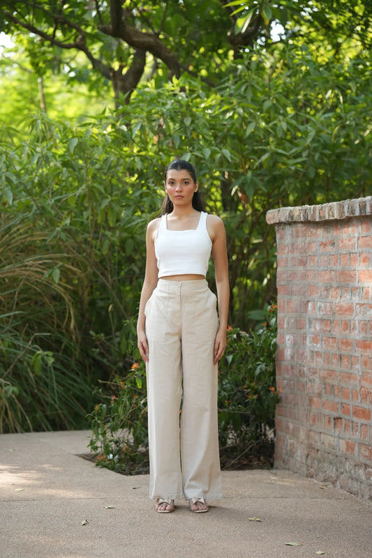 Off White Airy Linen Pants