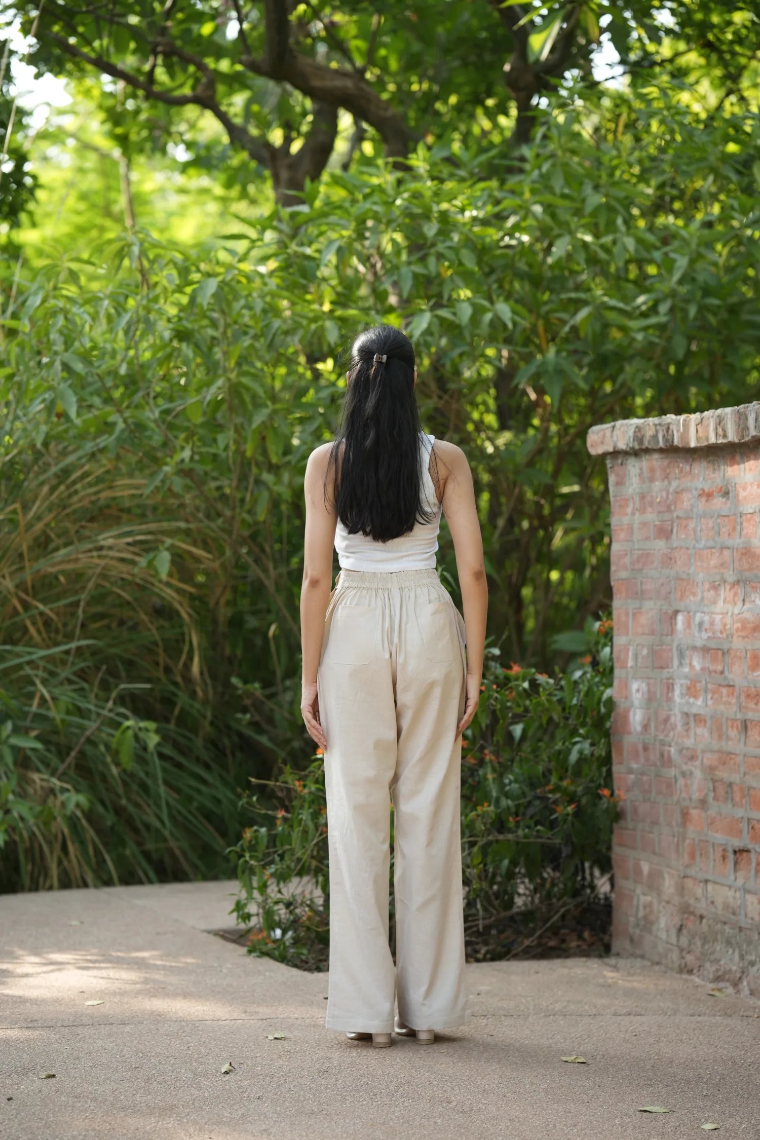 Off White Airy Linen Pants