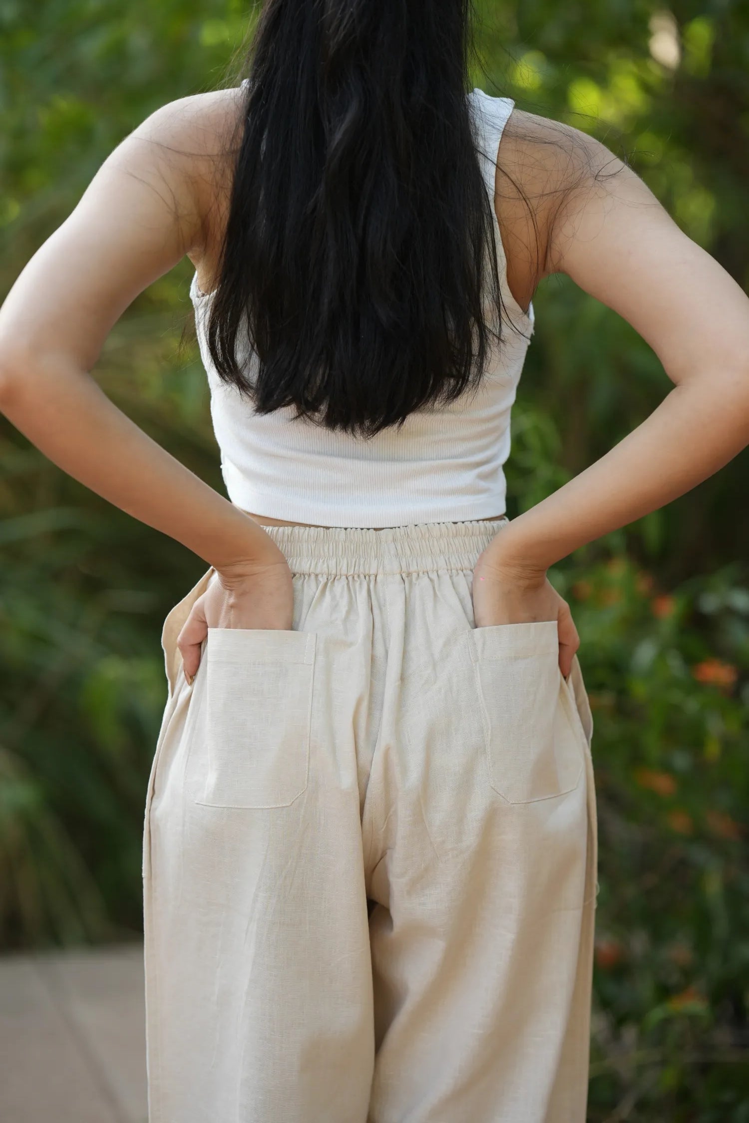 Off White Airy Linen Pants