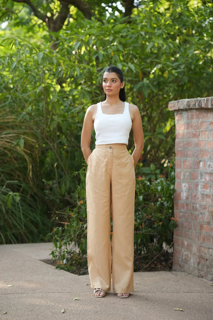 Camel Airy Linen Pants
