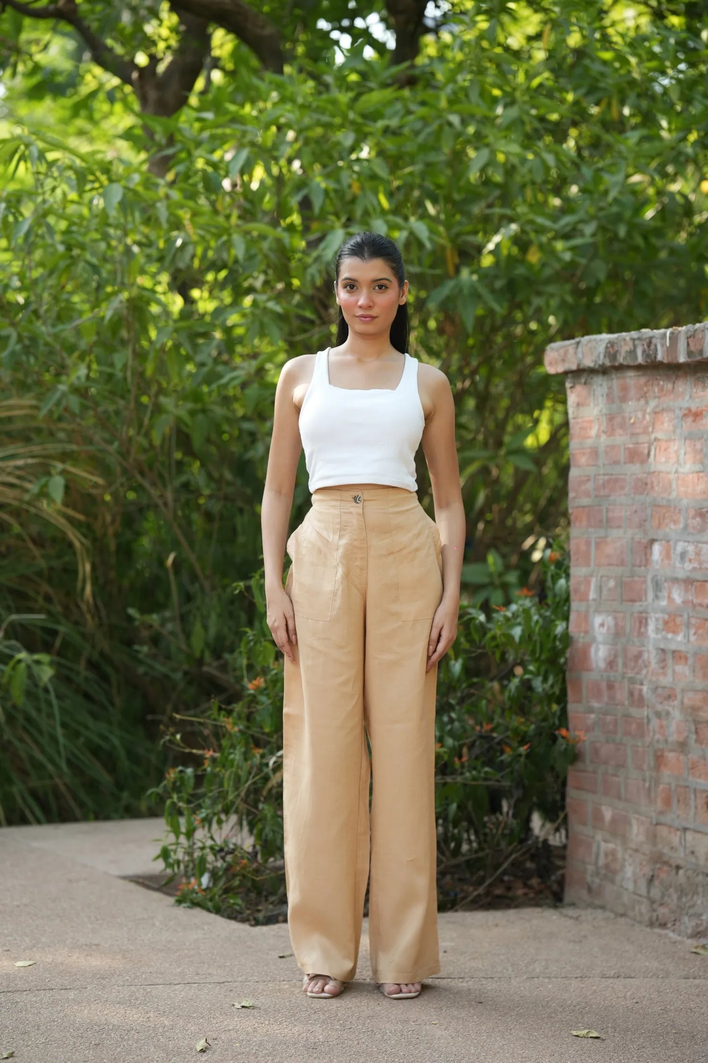 Camel Airy Linen Pants