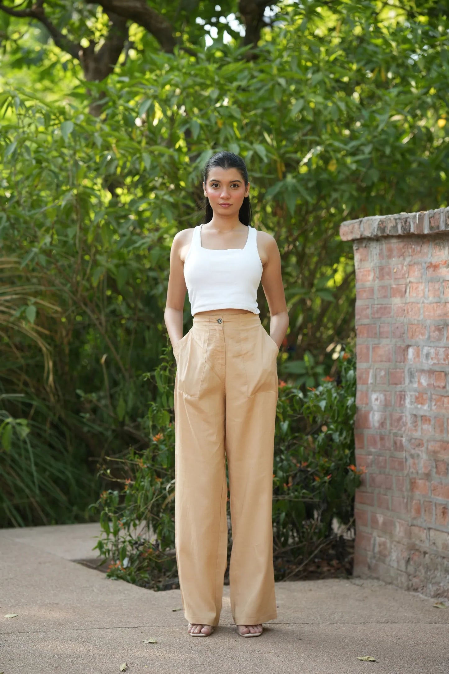 Camel Airy Linen Pants