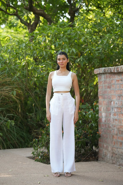 White Airy Linen Pants