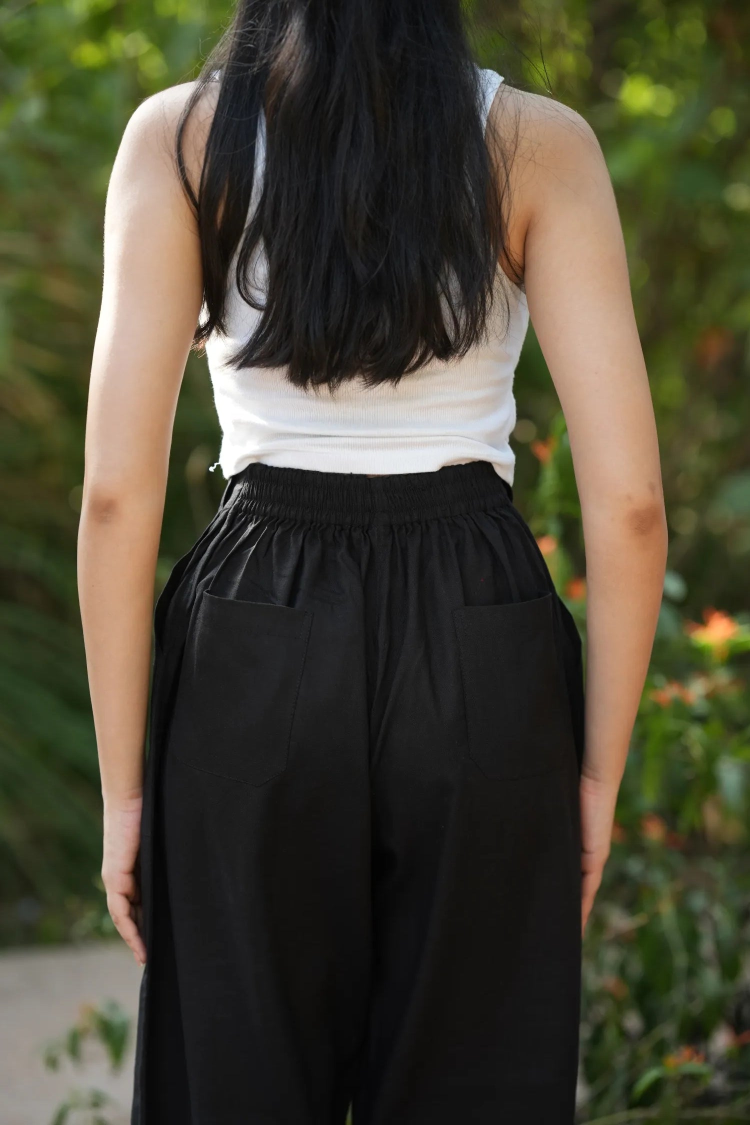 Black High Waist Airy Linen Wide Leg Pants