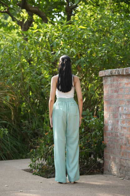 Green Airy Linen Pants