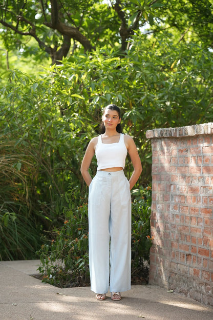 Blue Airy Linen Pants