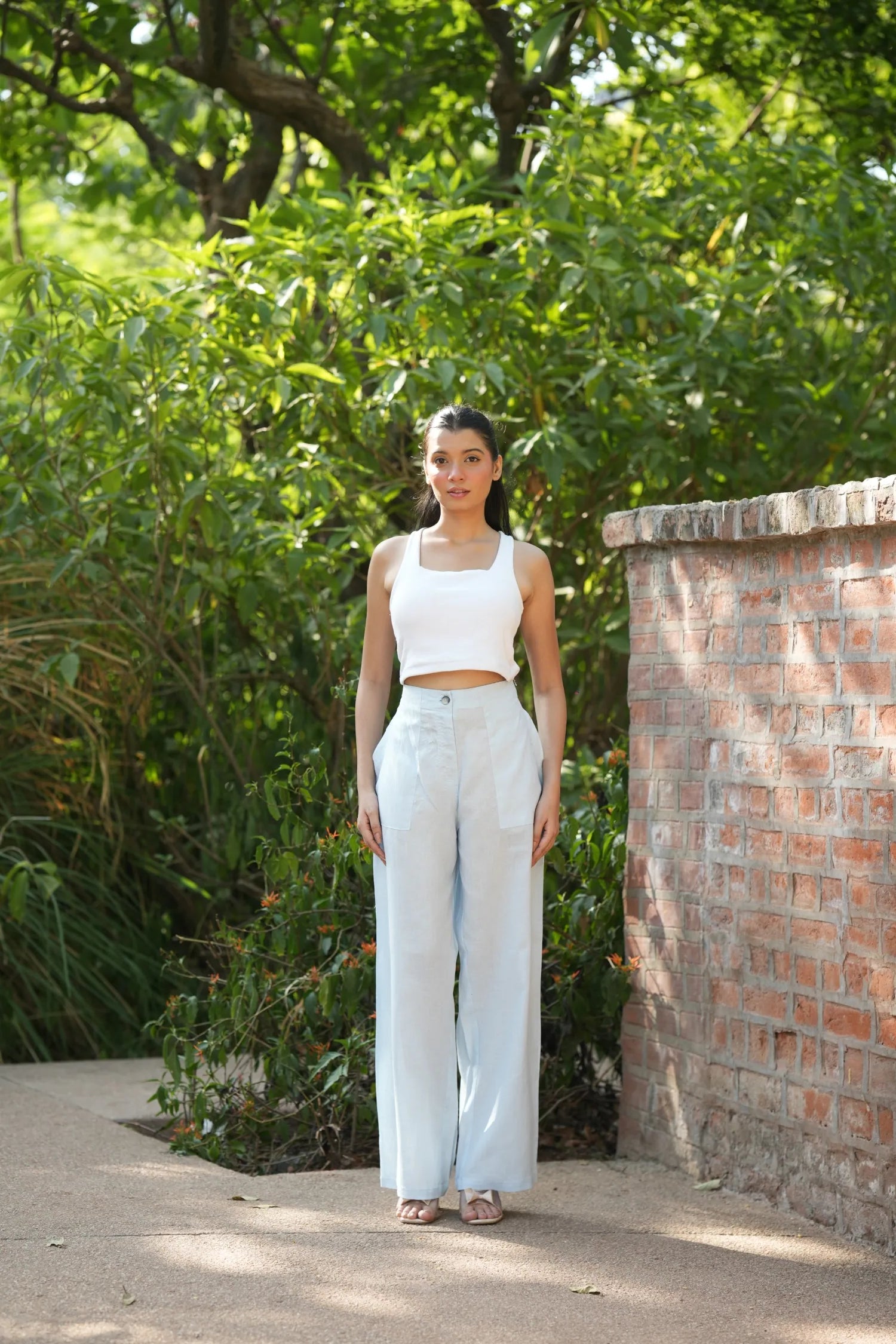 Blue Airy Linen Pants
