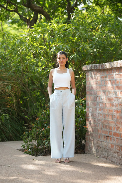 Blue Airy Linen Pants