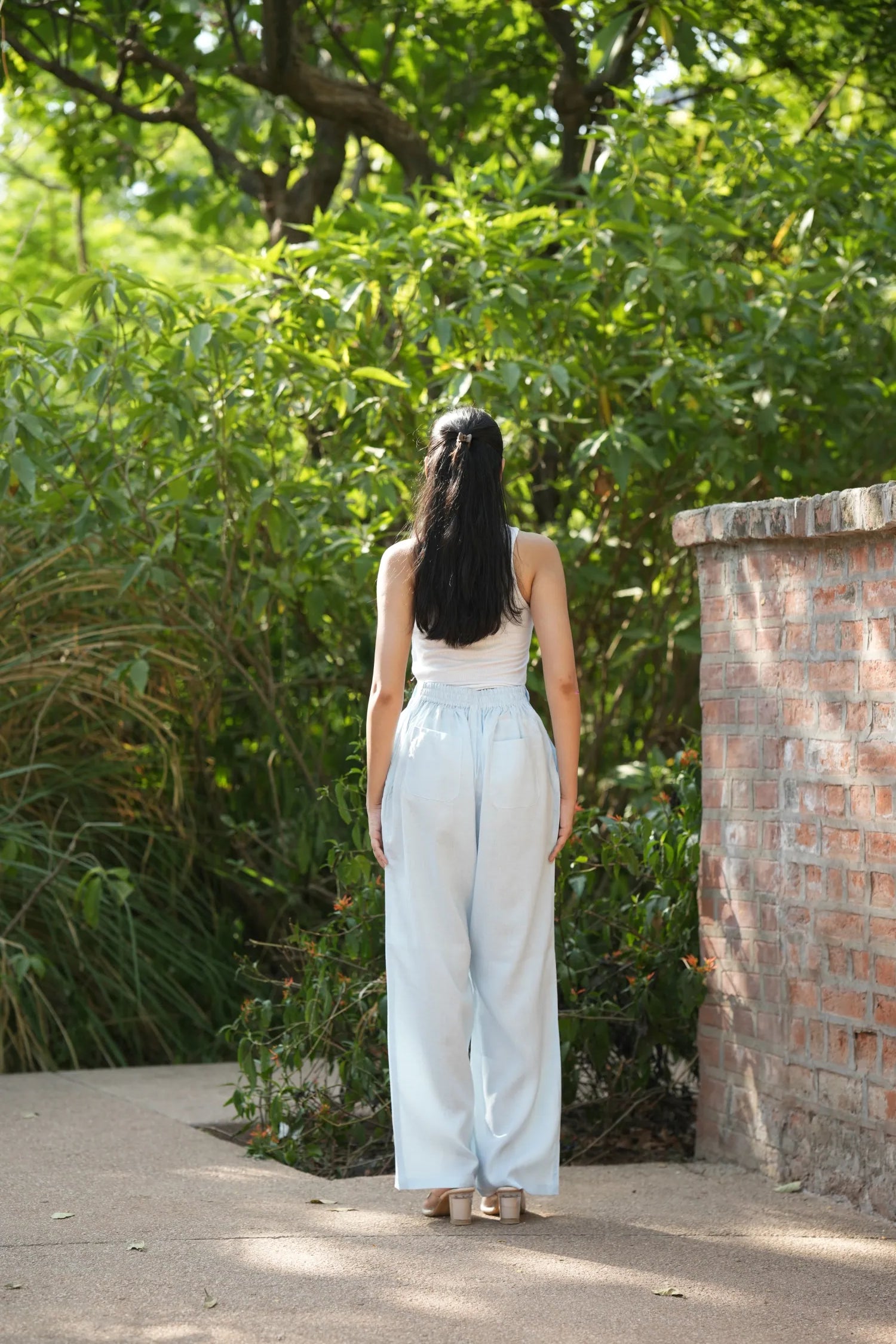 Blue Airy Linen Pants