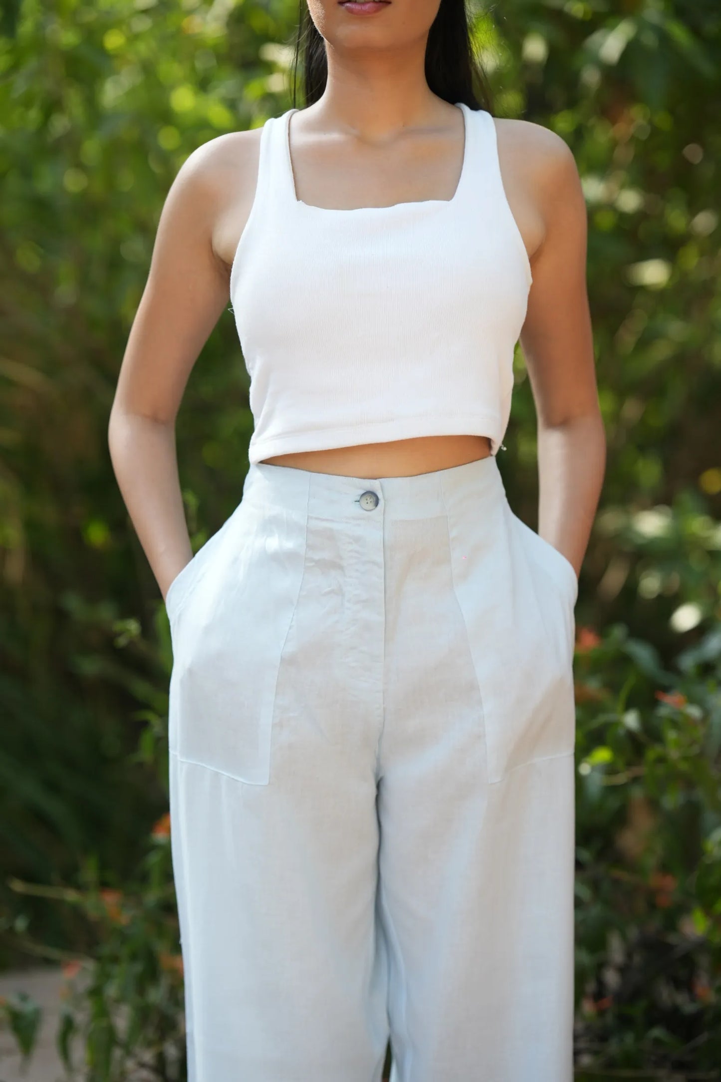 Blue Airy Linen Pants