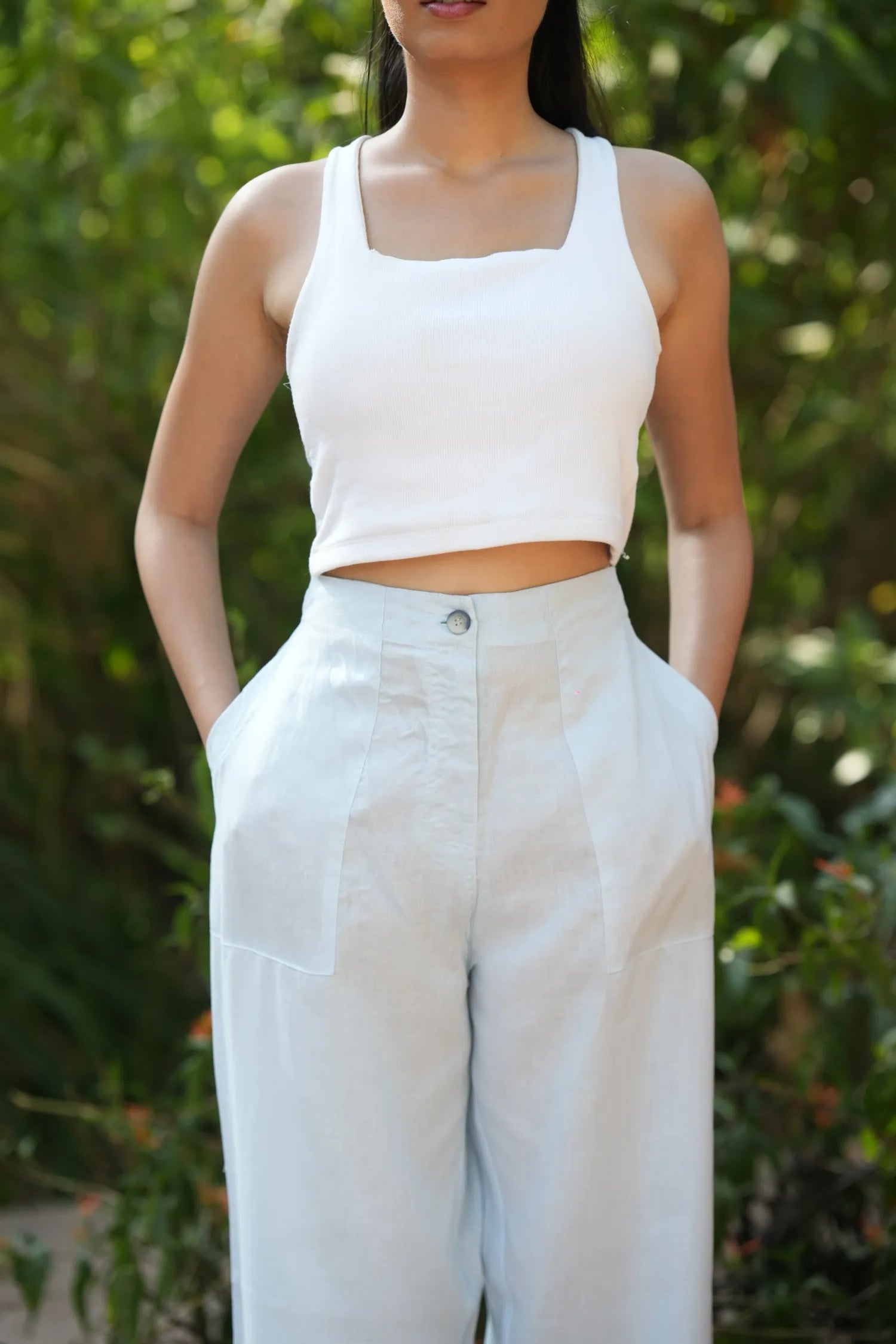 Blue Airy Linen Pants