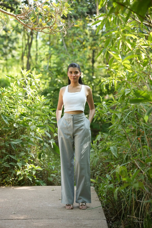 Grey Airy Linen Pants