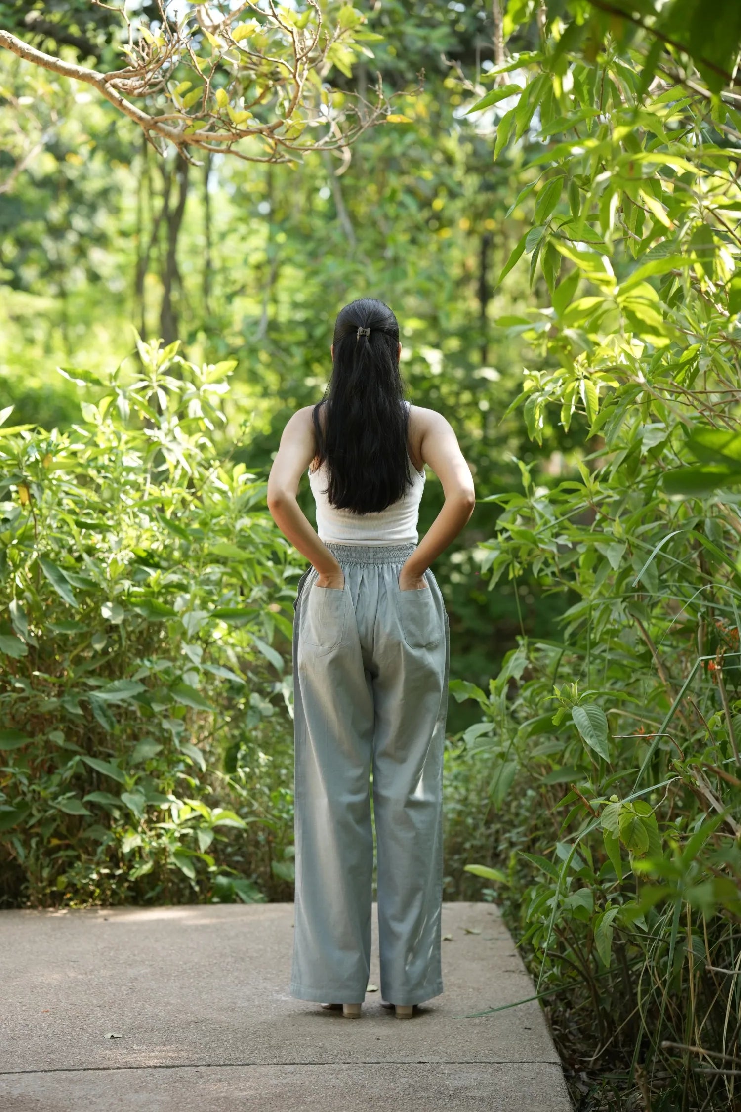 Grey Airy Linen Pants
