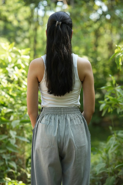 Grey Airy Linen Pants