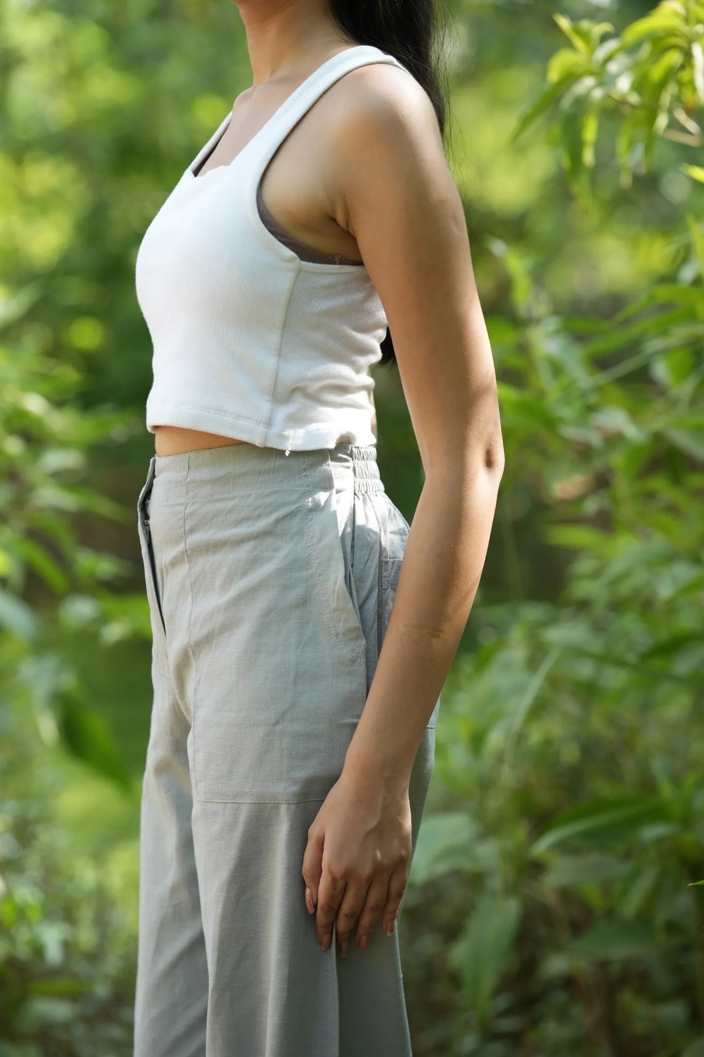 Grey Airy Linen Pants