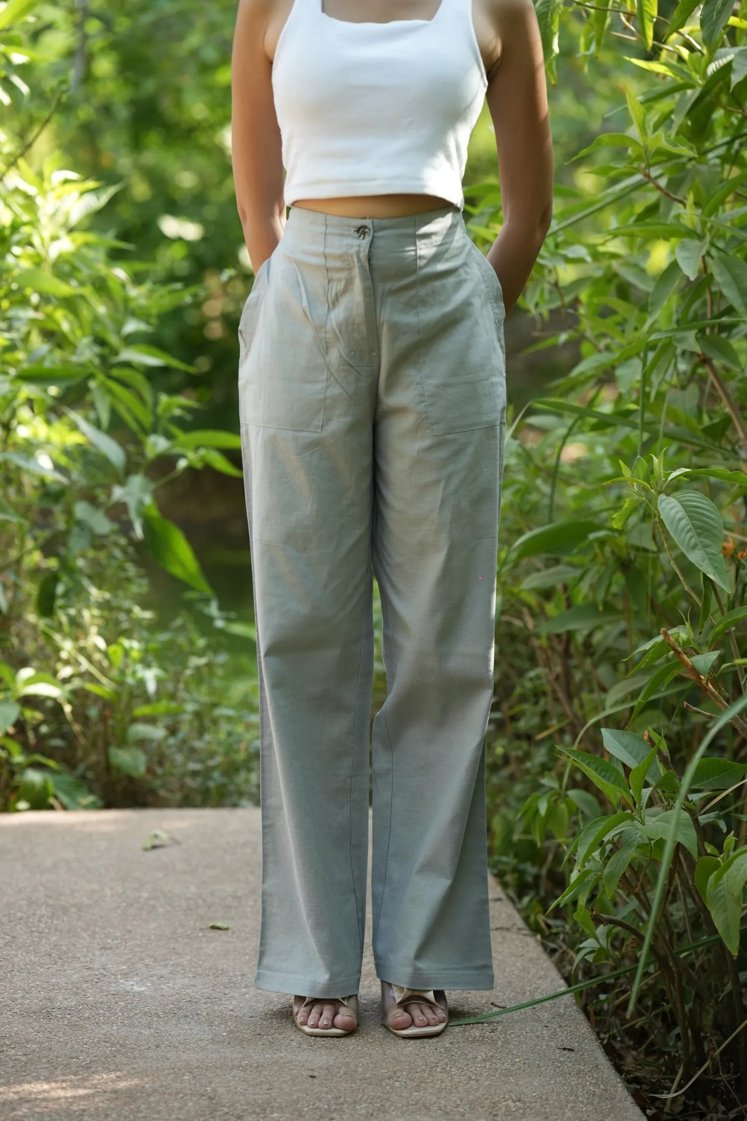 Grey Airy Linen Pants
