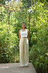Cream Airy Linen Pants