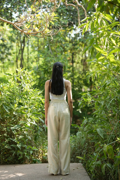 Cream Airy Linen Pants