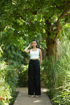 Black Handloom Cotton Wide Leg Pants