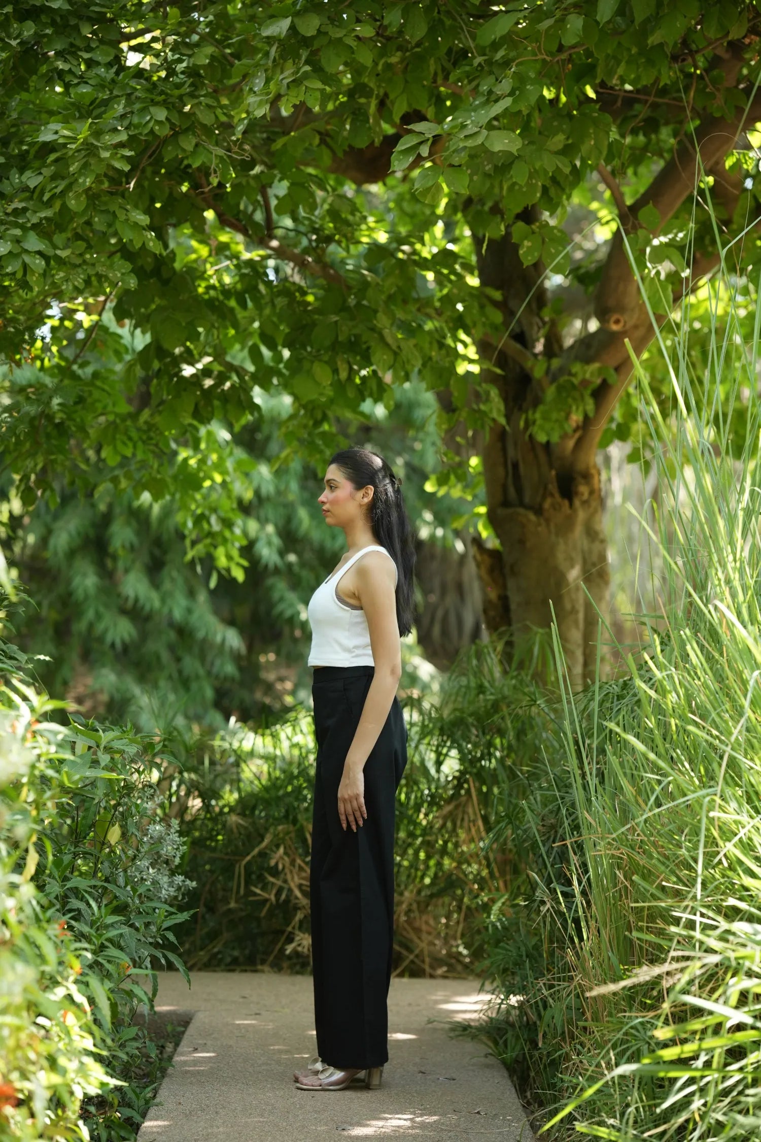 Black Handloom Cotton Wide Leg Pants